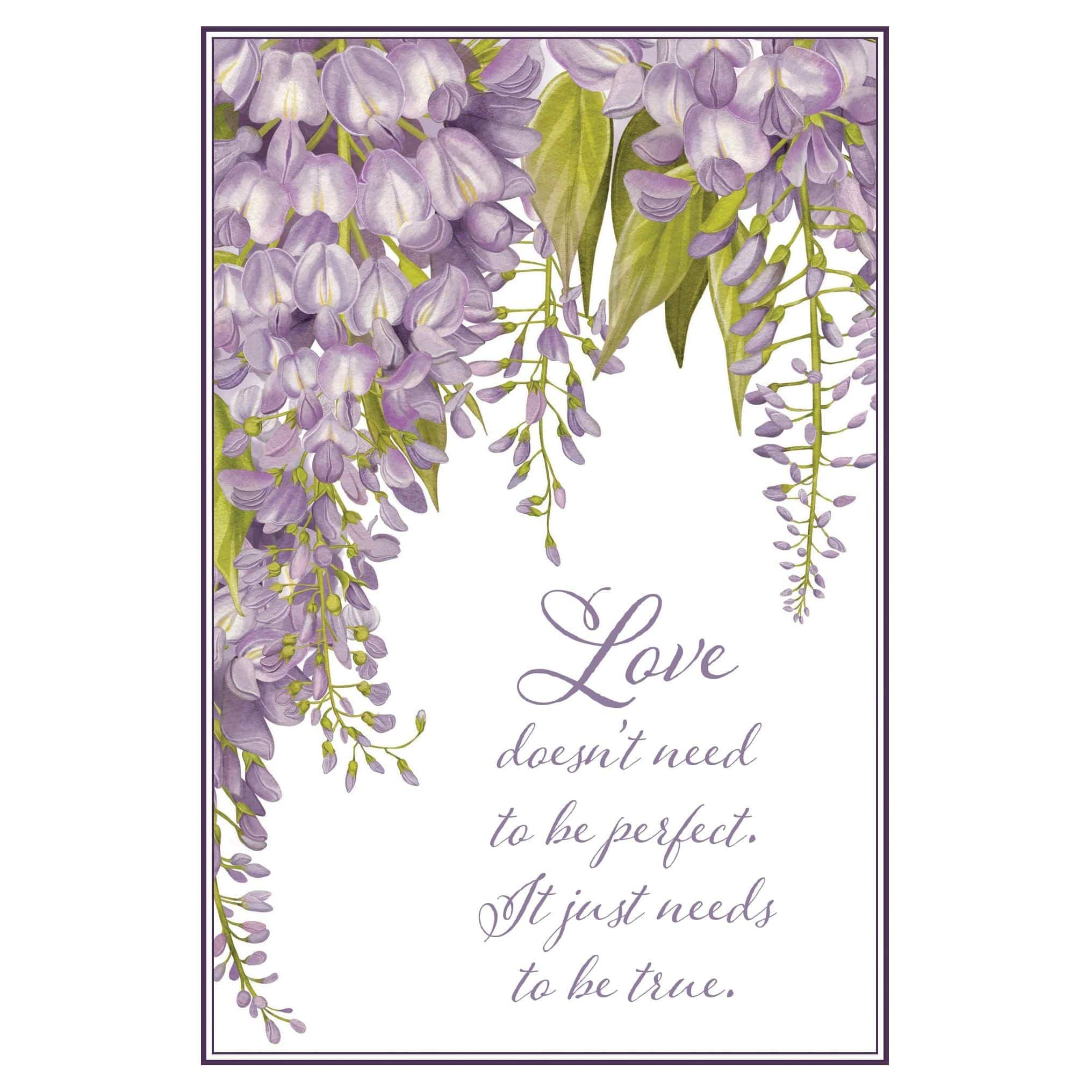 Pictura Wisteria Love Card from the Everyday Cards collection, featuring floral design with purple wisteria flowers and elegant script.